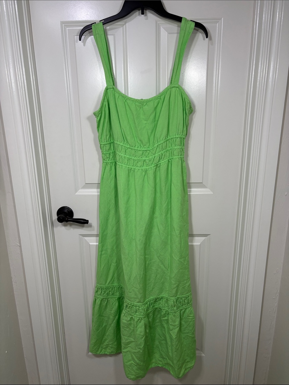 Loft Sleeveless Linen Blend Midi Dress Women’s L Green